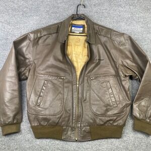 Vintage Boeing Leather Flight Jacket Brown Bomber McDonnell Douglas XXL